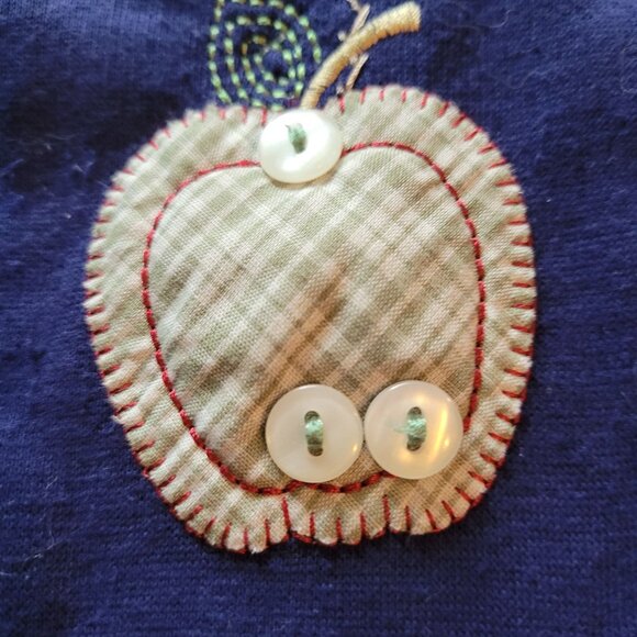 Shenanigans Womens Navy Blue Apple Embroidery Sweatshirt M - Picture 3 of 8